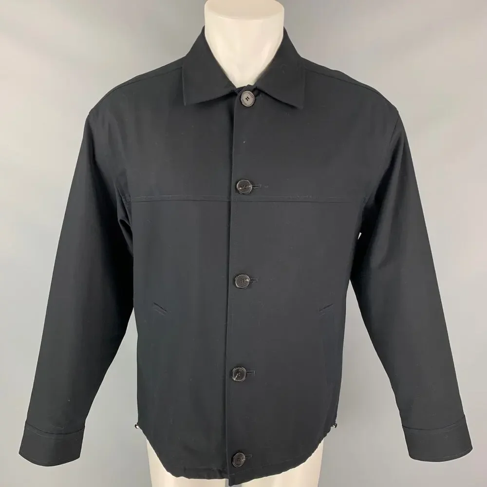 FRAME Size M Navy Blue Cotton Zip Sport Coat